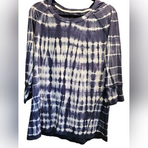 Tie-Dye Women's Top - Blue and White